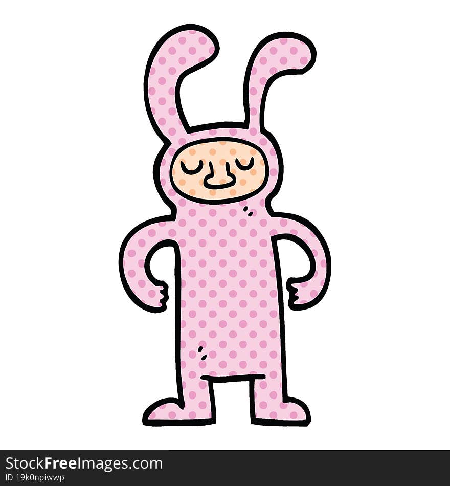 comic book style cartoon man dressed as a bunny