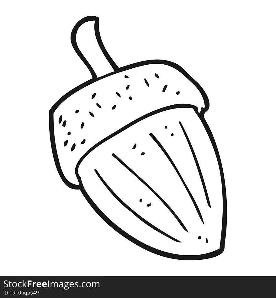 black and white cartoon acorn