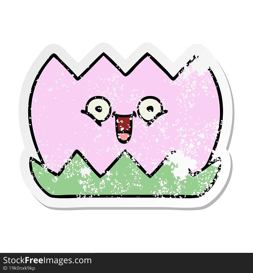 distressed sticker of a cute cartoon water lilly