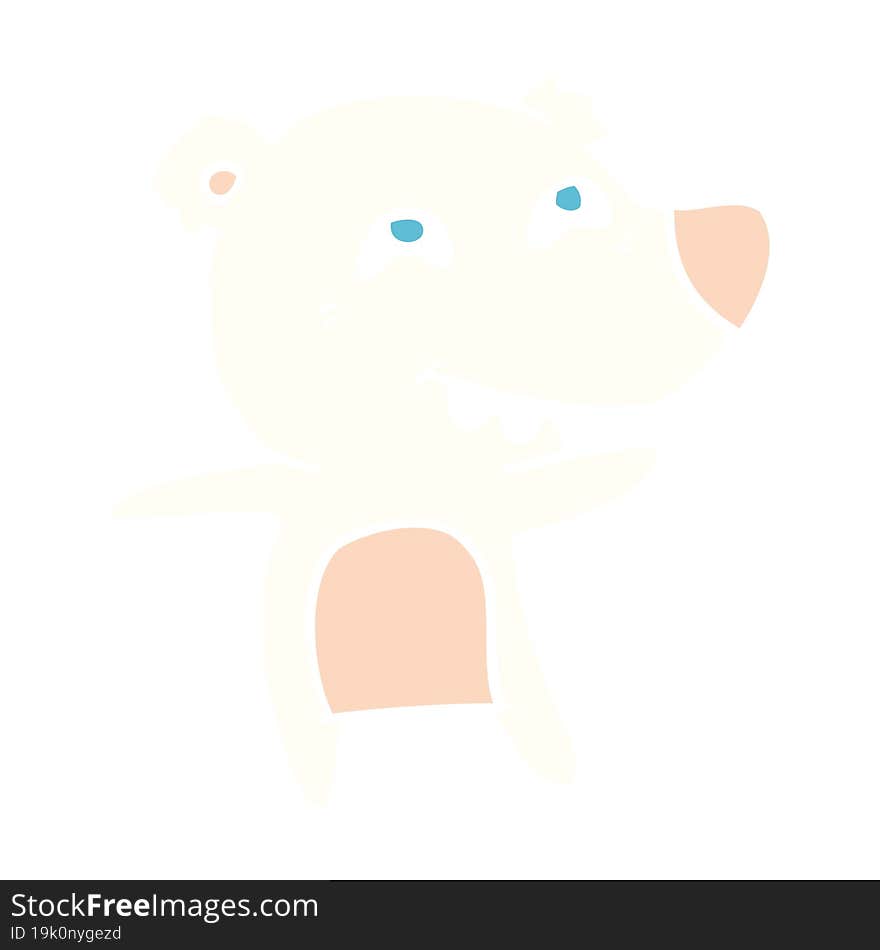 flat color style cartoon polar bear showing teeth