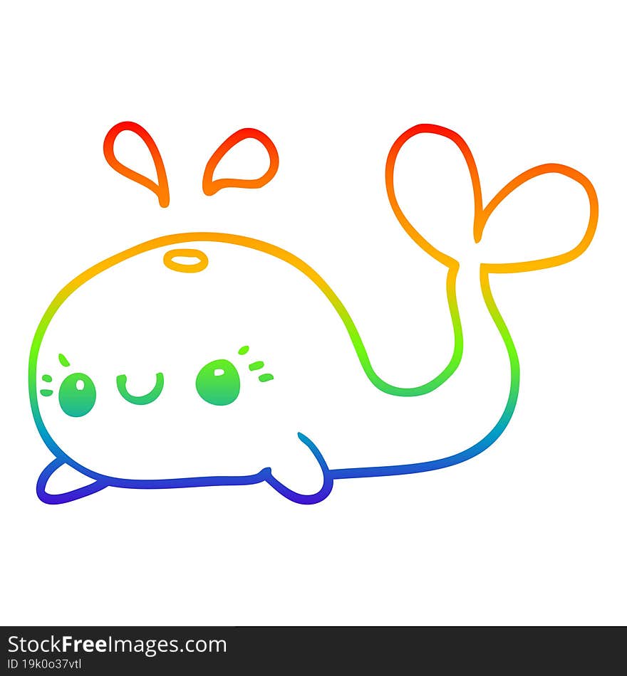 rainbow gradient line drawing cute cartoon whale