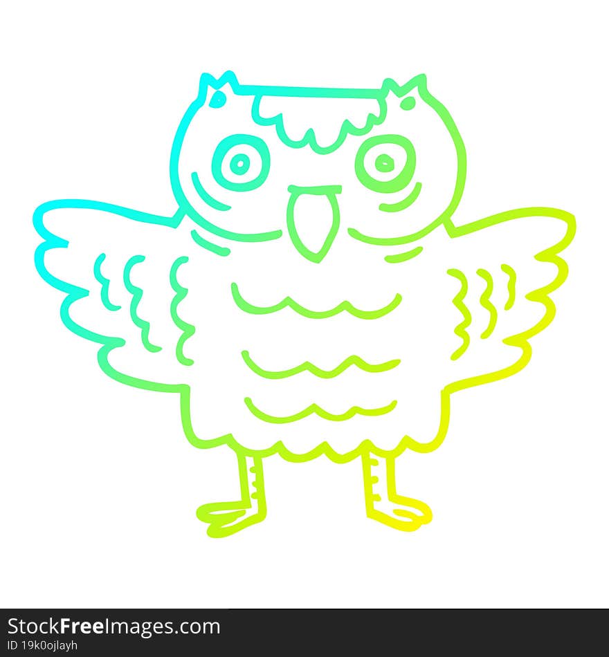 cold gradient line drawing cartoon funny owl