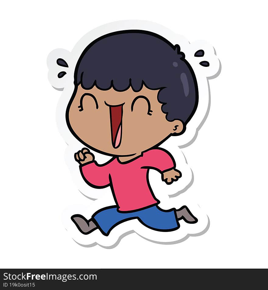 Sticker Of A Laughing Cartoon Man