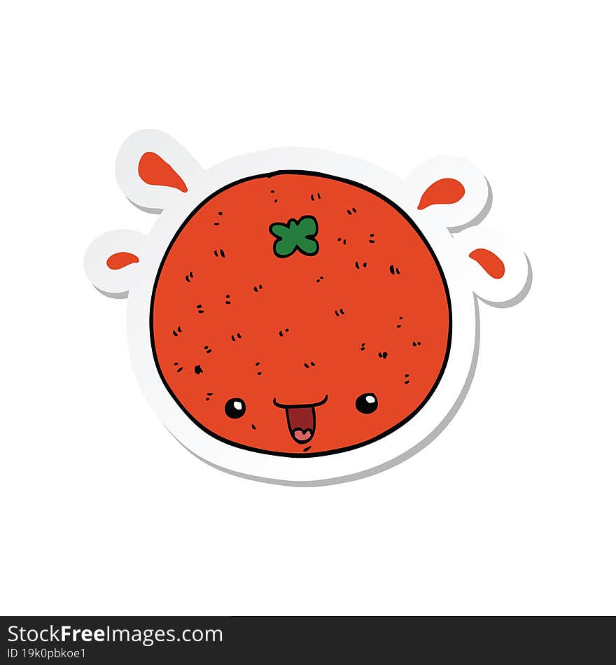 sticker of a cartoon orange