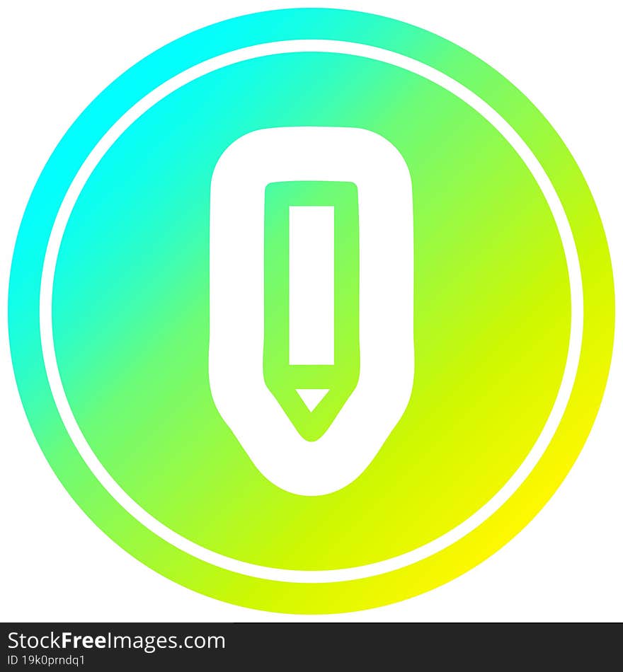 simple pencil circular icon with cool gradient finish. simple pencil circular icon with cool gradient finish