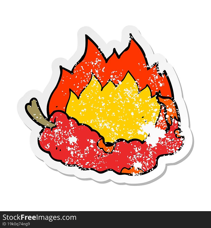 Distressed Sticker Of A Cartoon Hot Chili Pepper