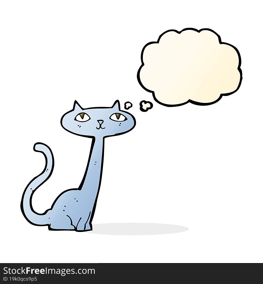 cartoon cat with thought bubble