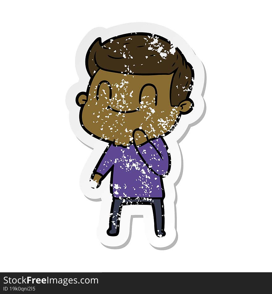 distressed sticker of a cartoon friendly man