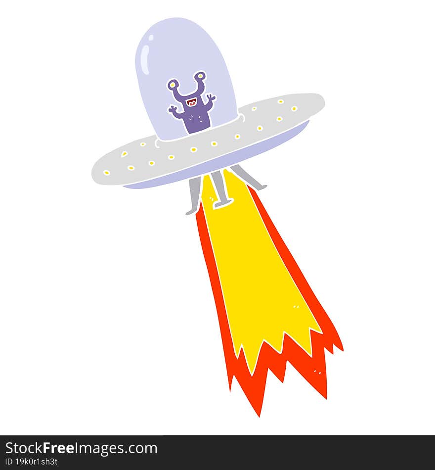 flat color illustration of a cartoon flying saucer