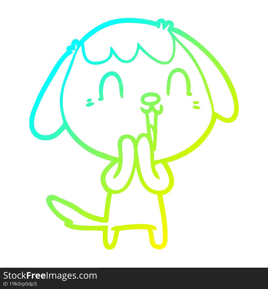 Cold Gradient Line Drawing Cute Cartoon Dog