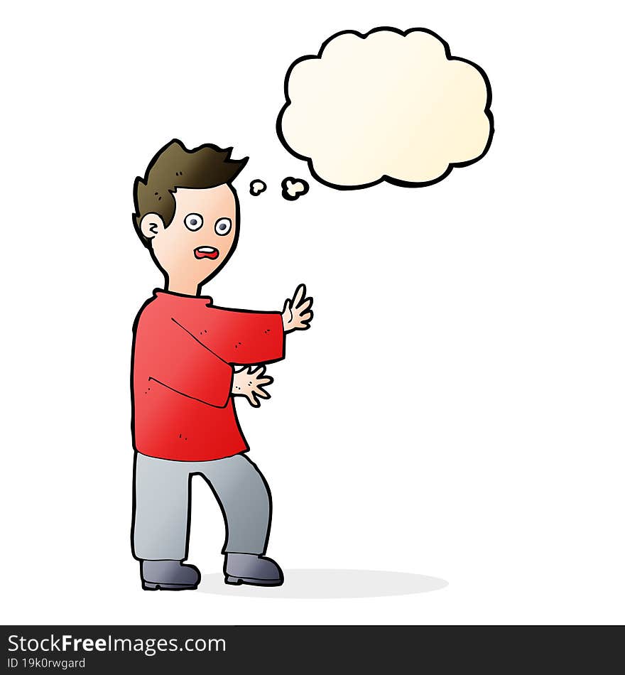 cartoon shocked man with thought bubble