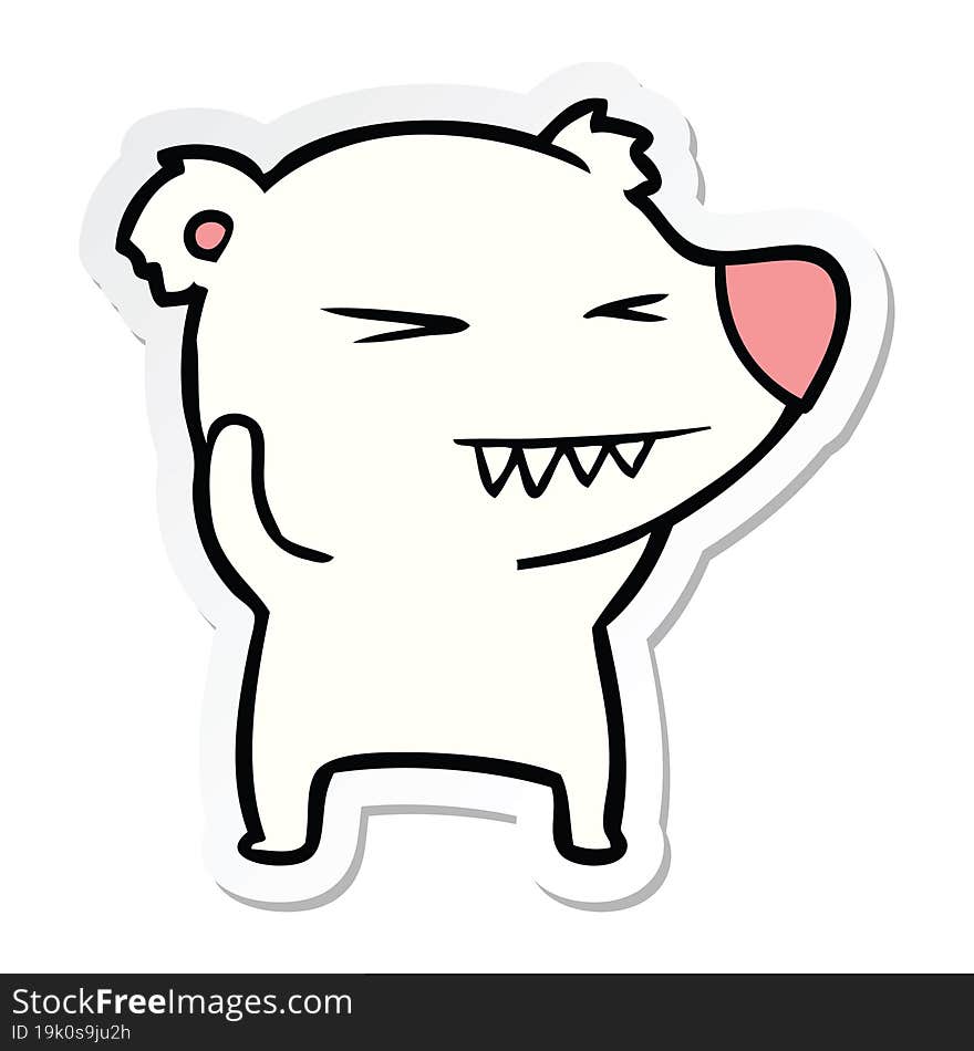 sticker of a angry polar bear cartoon