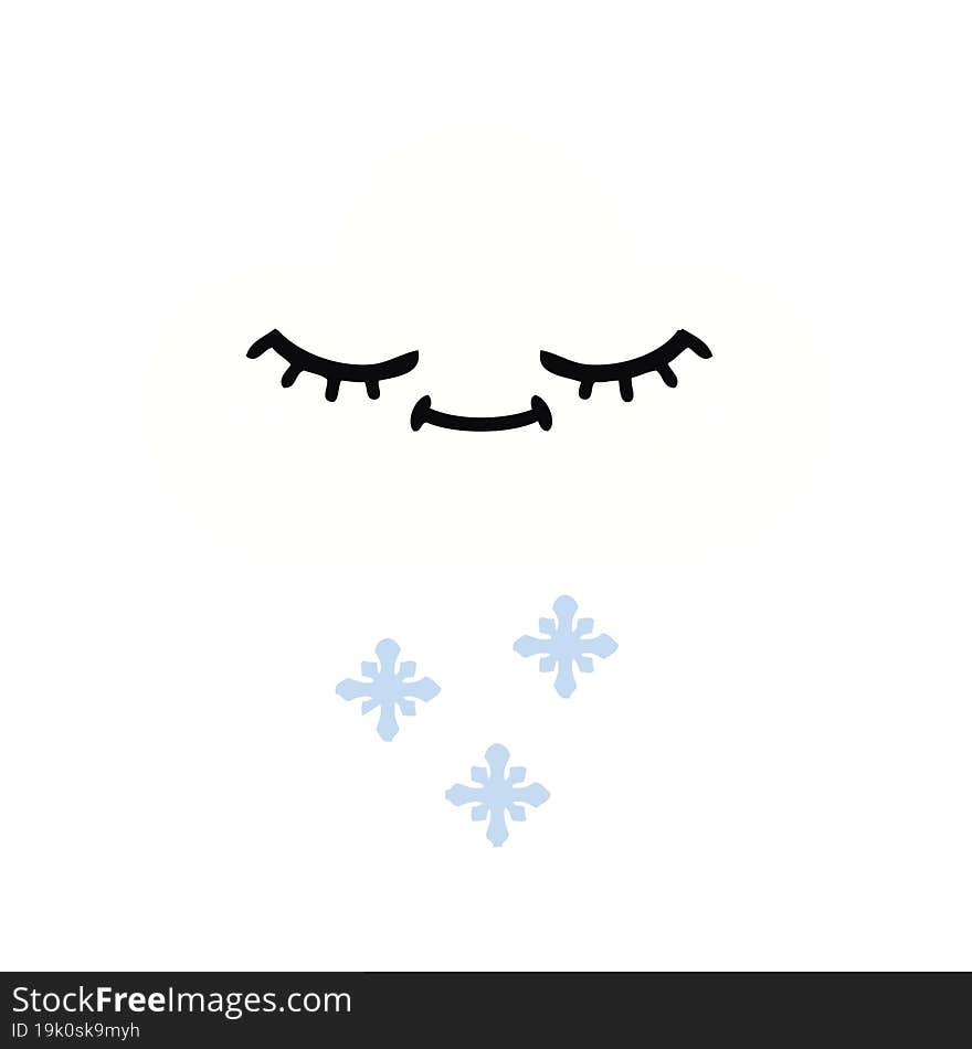 Flat Color Retro Cartoon Snow Cloud