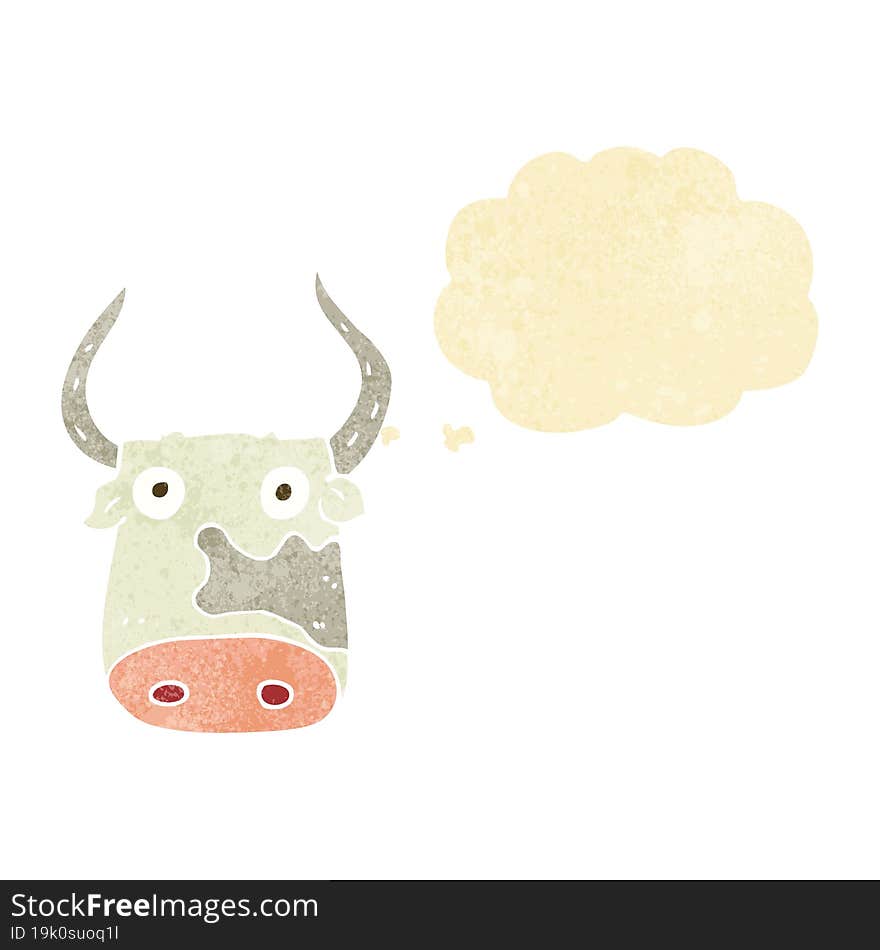 cartoon cow with thought bubble