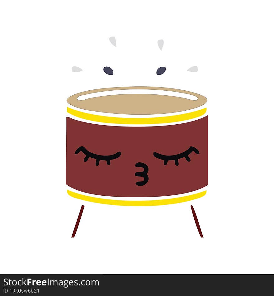 flat color retro cartoon drum