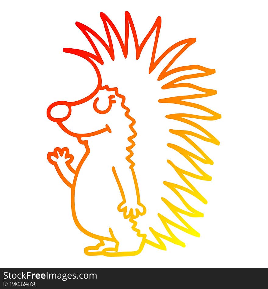 warm gradient line drawing cartoon spiky hedgehog