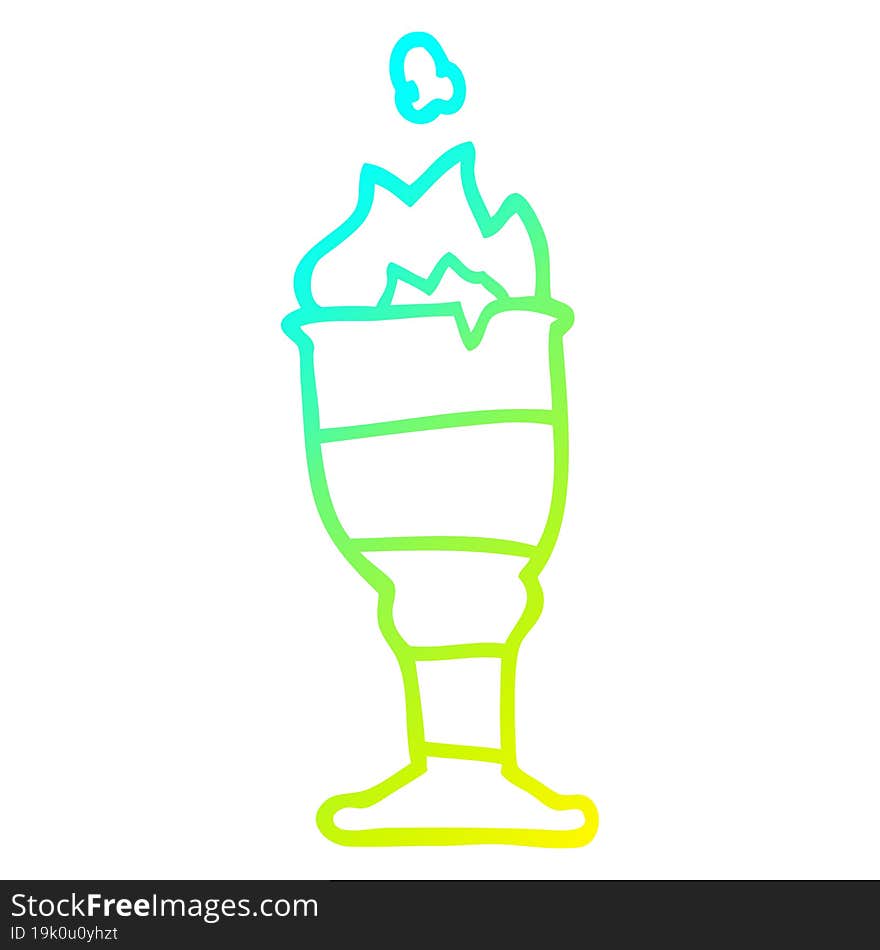 cold gradient line drawing cartoon flaming golden cup