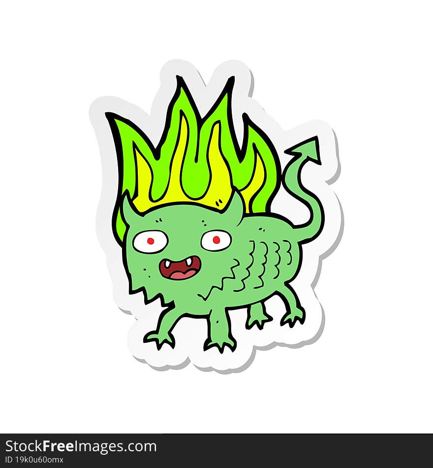 sticker of a cartoon little demon