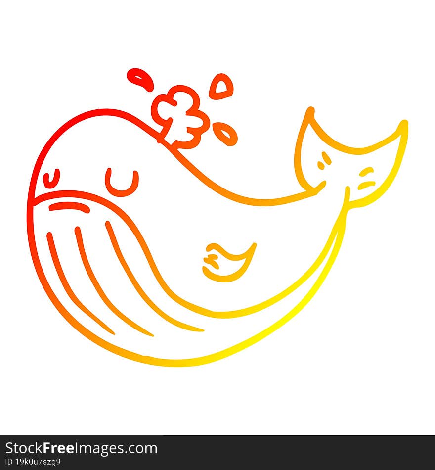 warm gradient line drawing cartoon whale