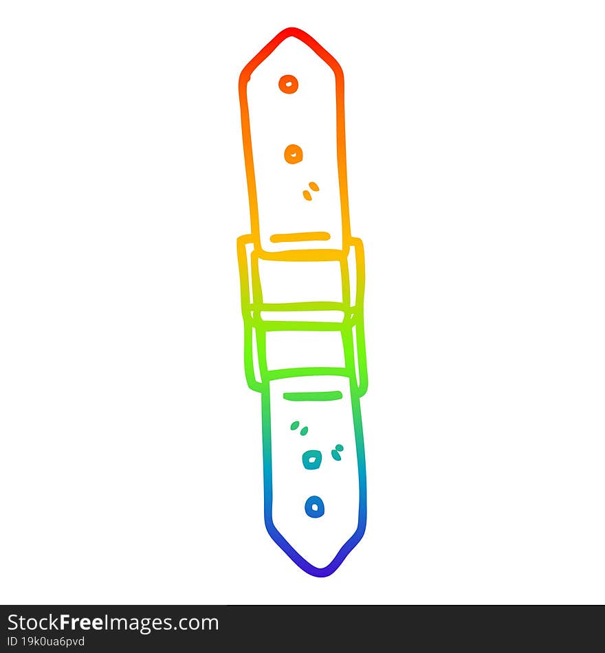 rainbow gradient line drawing of a cartoon leather strap