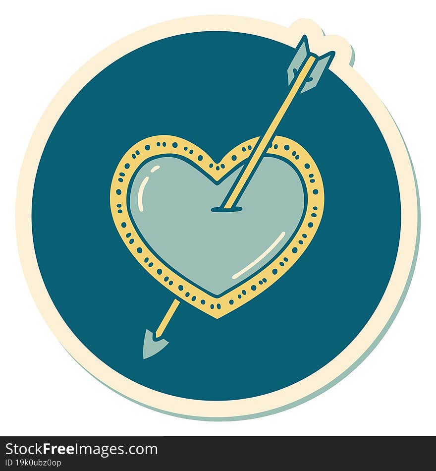 Tattoo Style Sticker Of An Arrow And Heart