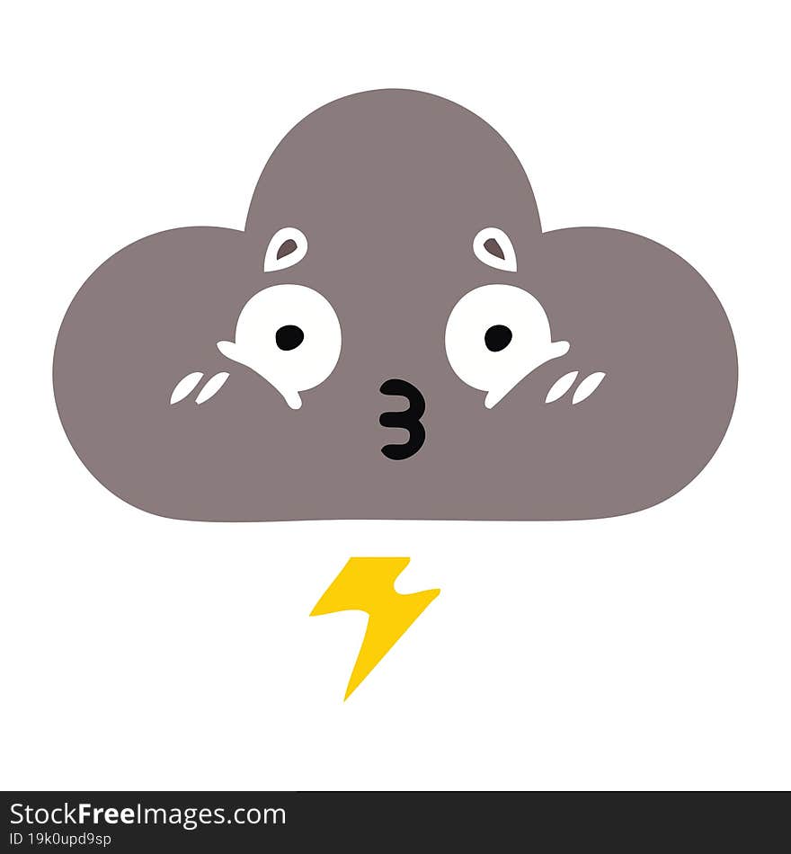 flat color retro cartoon of a storm cloud