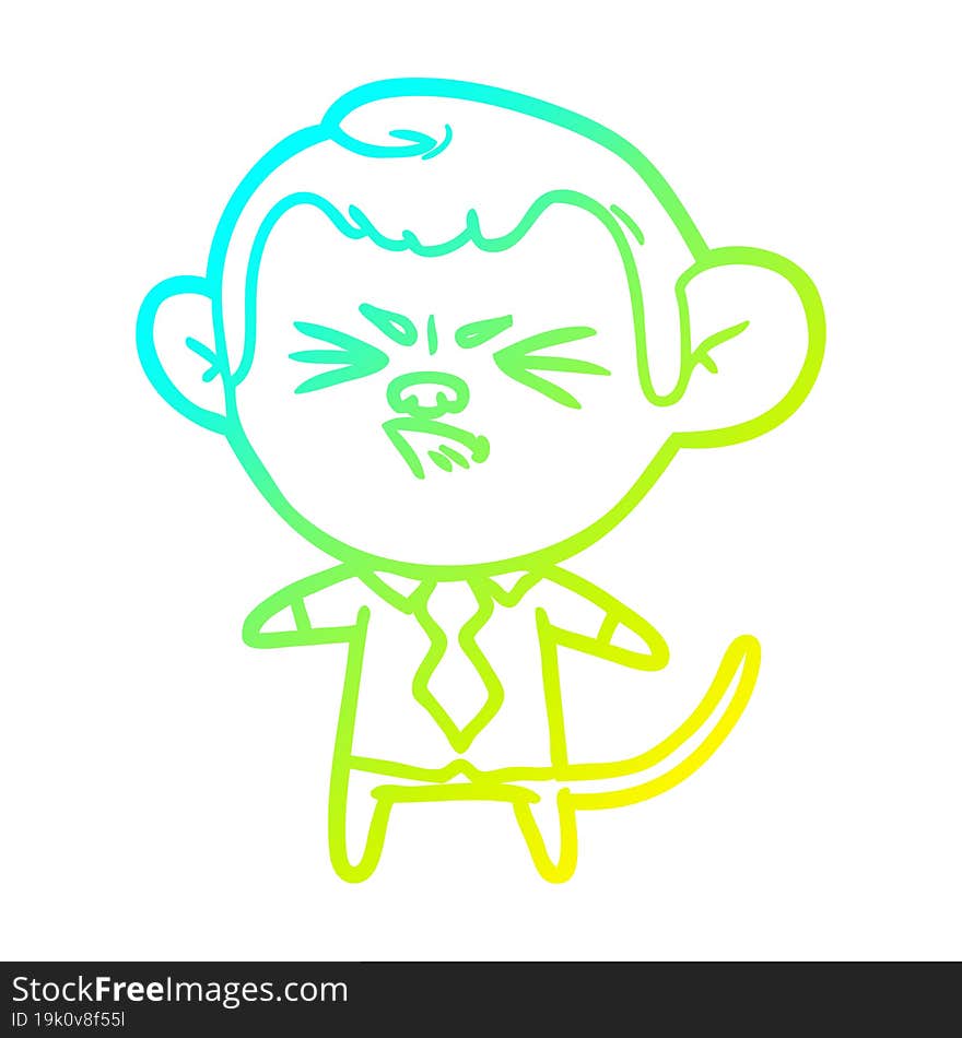 cold gradient line drawing cartoon annoyed monkey