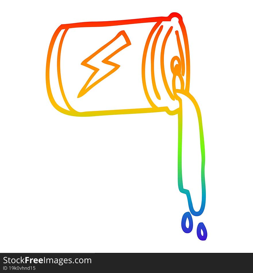 rainbow gradient line drawing cartoon pouring soda can