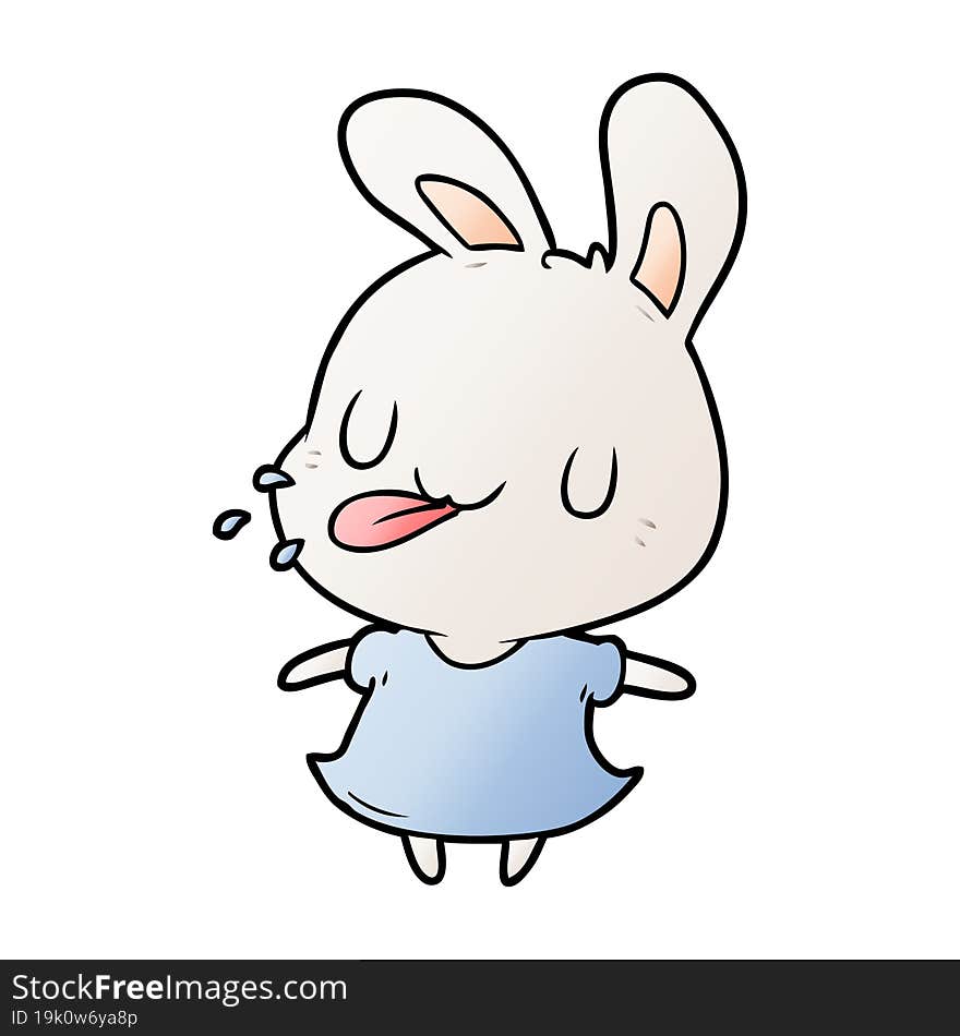 cute cartoon rabbit blowing raspberry. cute cartoon rabbit blowing raspberry