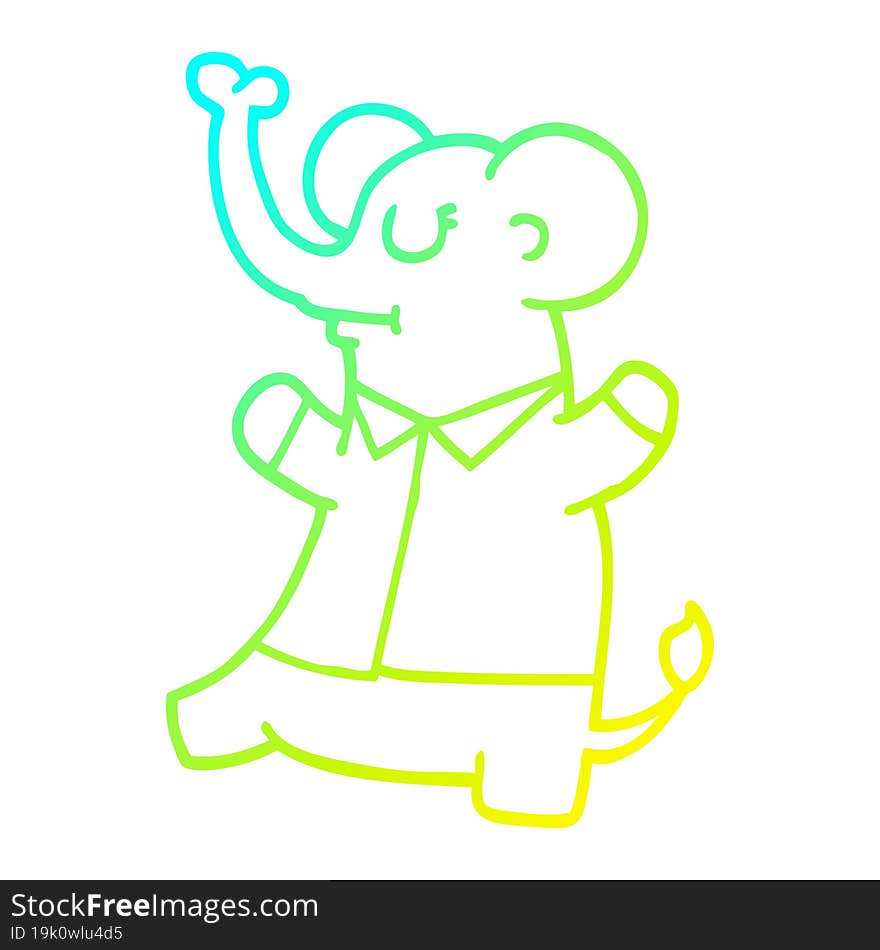 cold gradient line drawing cartoon standing elephant