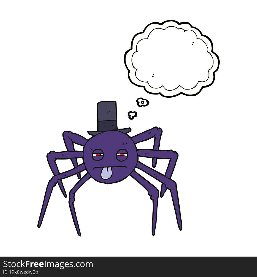 thought bubble cartoon halloween spider in top hat