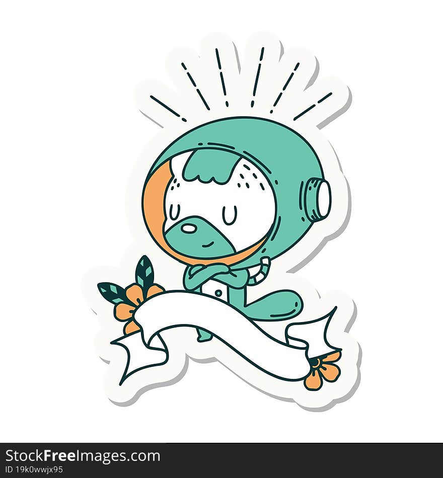 sticker of a tattoo style animal in astronaut suit