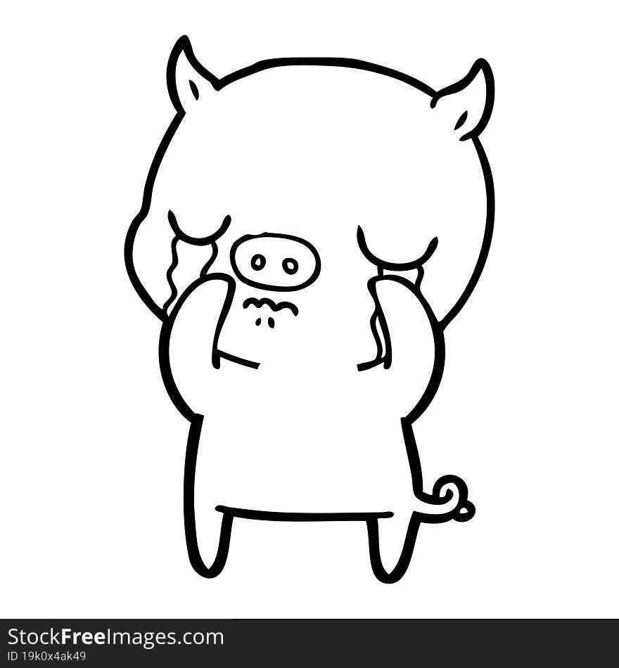 cartoon pig crying. cartoon pig crying