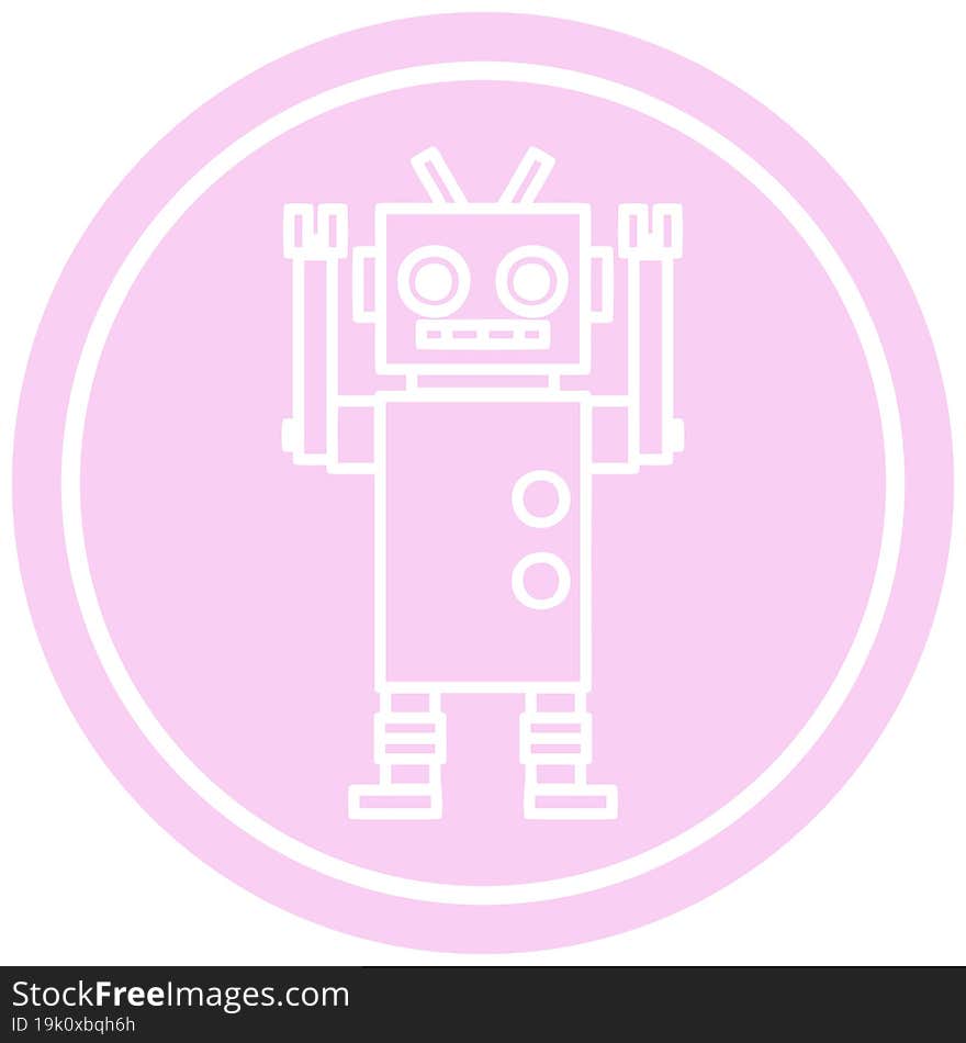 dancing robot circular icon symbol