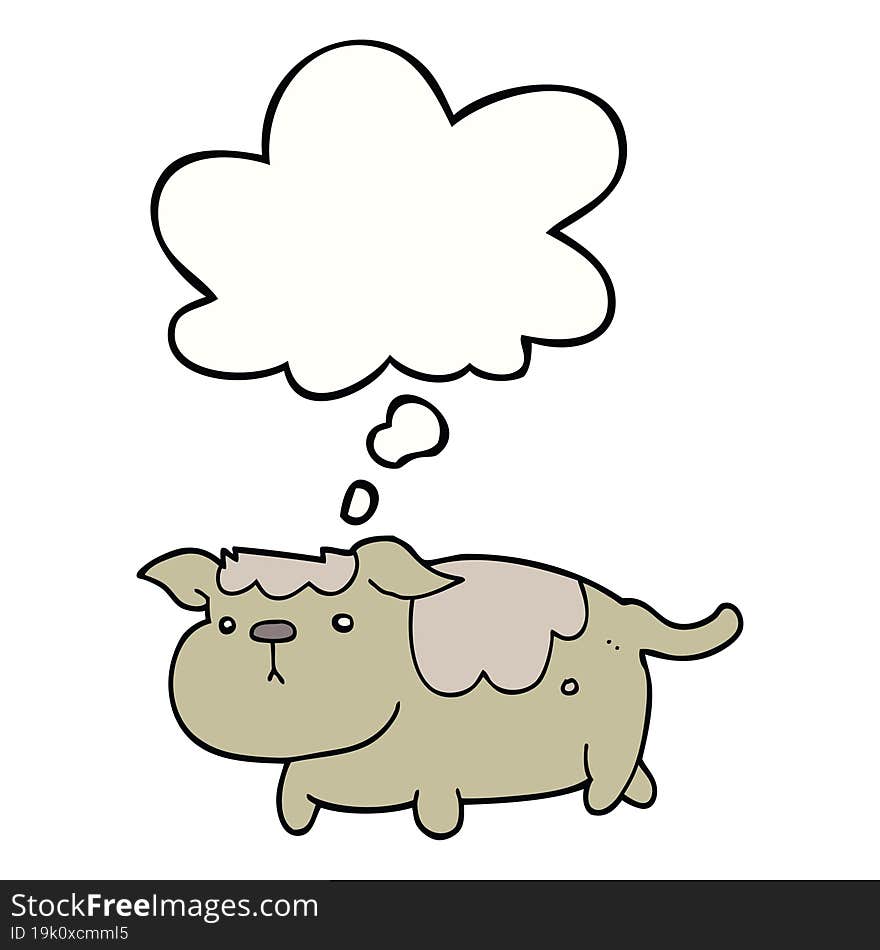 cartoon dog with thought bubble. cartoon dog with thought bubble