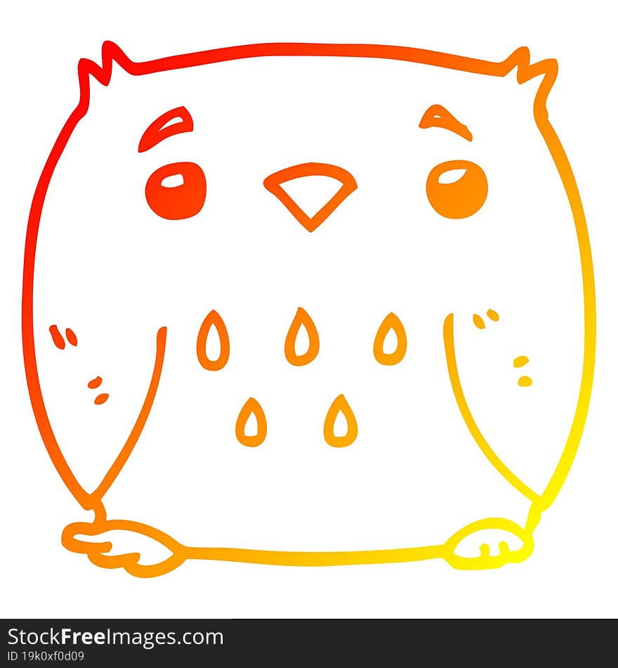 Warm Gradient Line Drawing Cartoon Owl