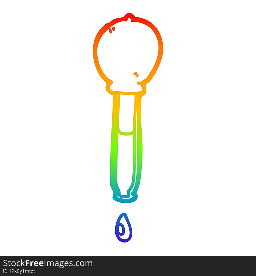 rainbow gradient line drawing of a cartoon pipette