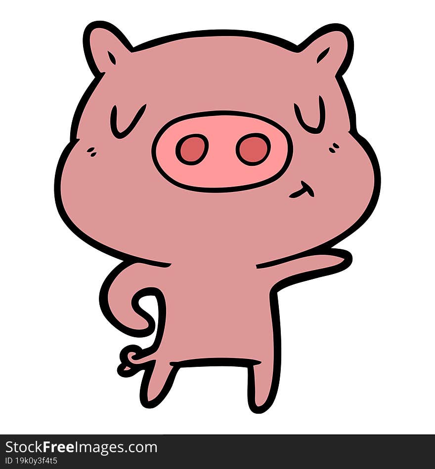 cartoon pig pointing. cartoon pig pointing