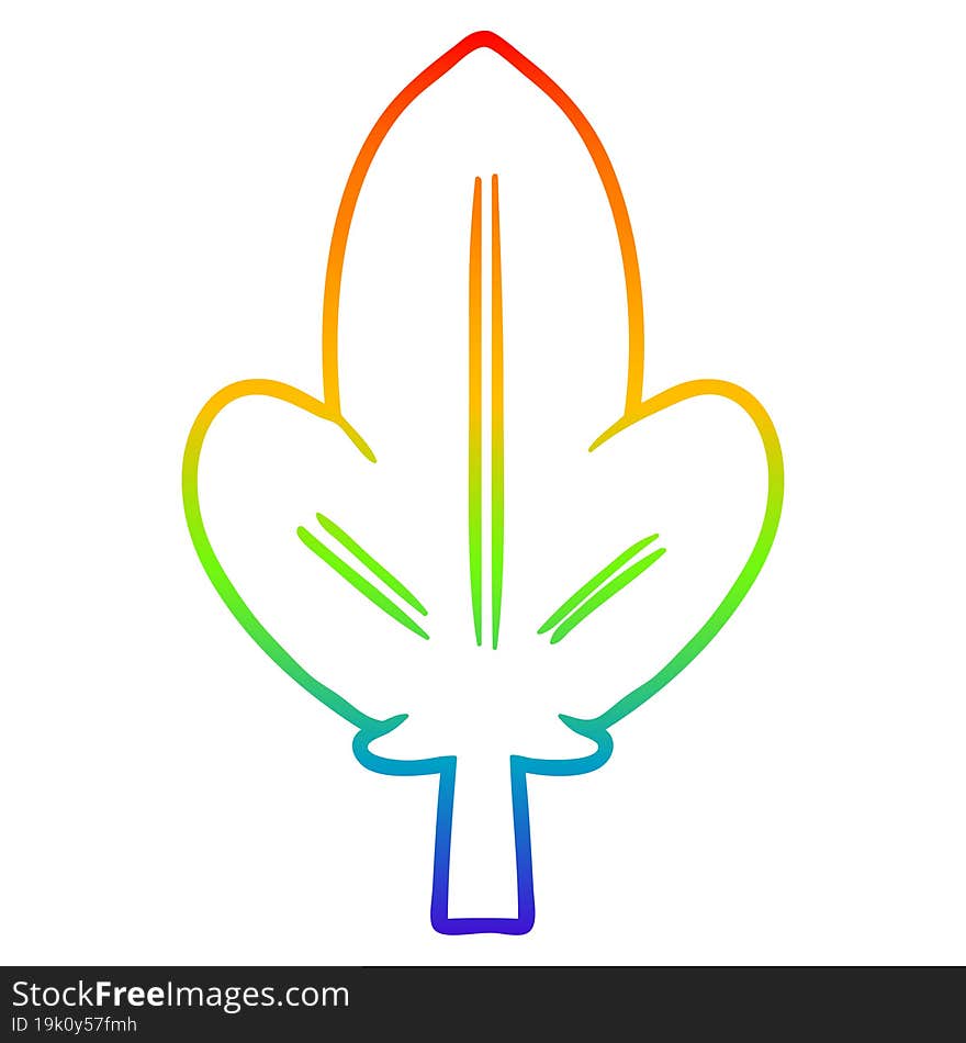 rainbow gradient line drawing cartoon leaf