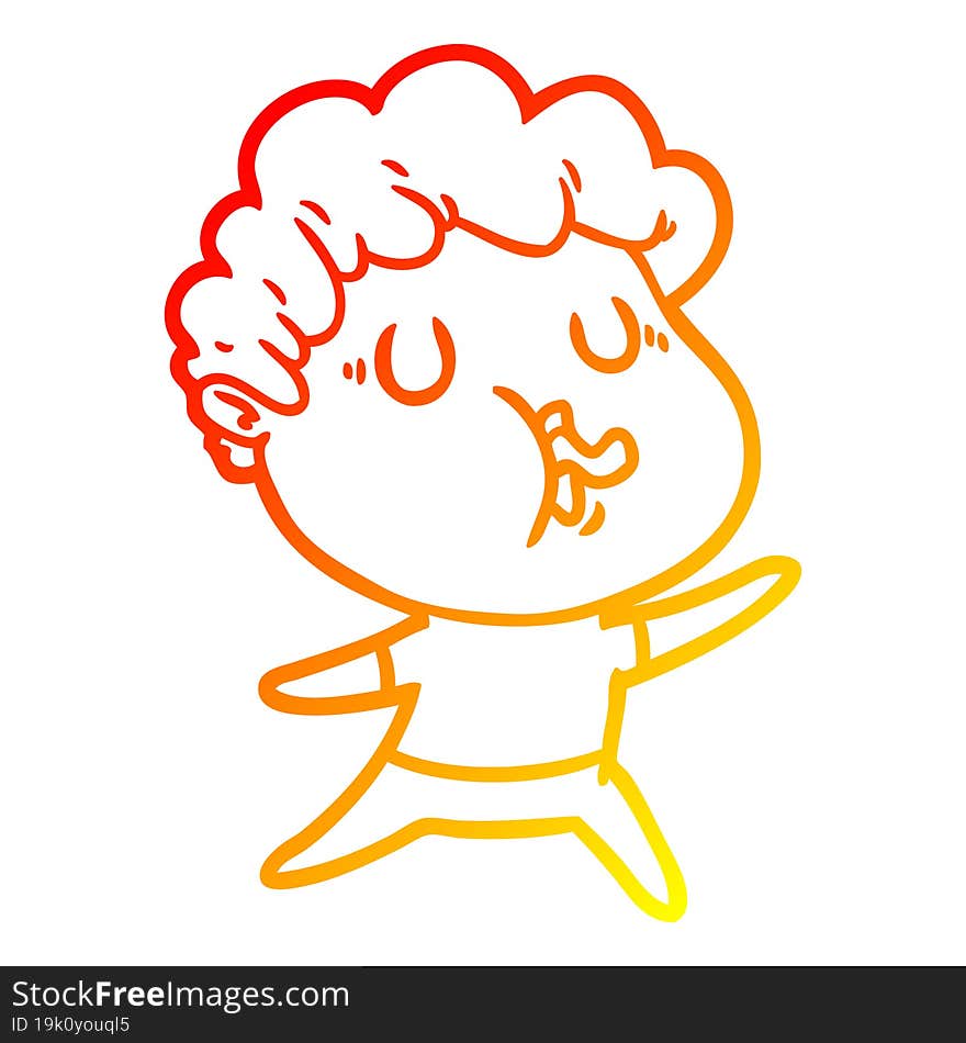 warm gradient line drawing cartoon man singing