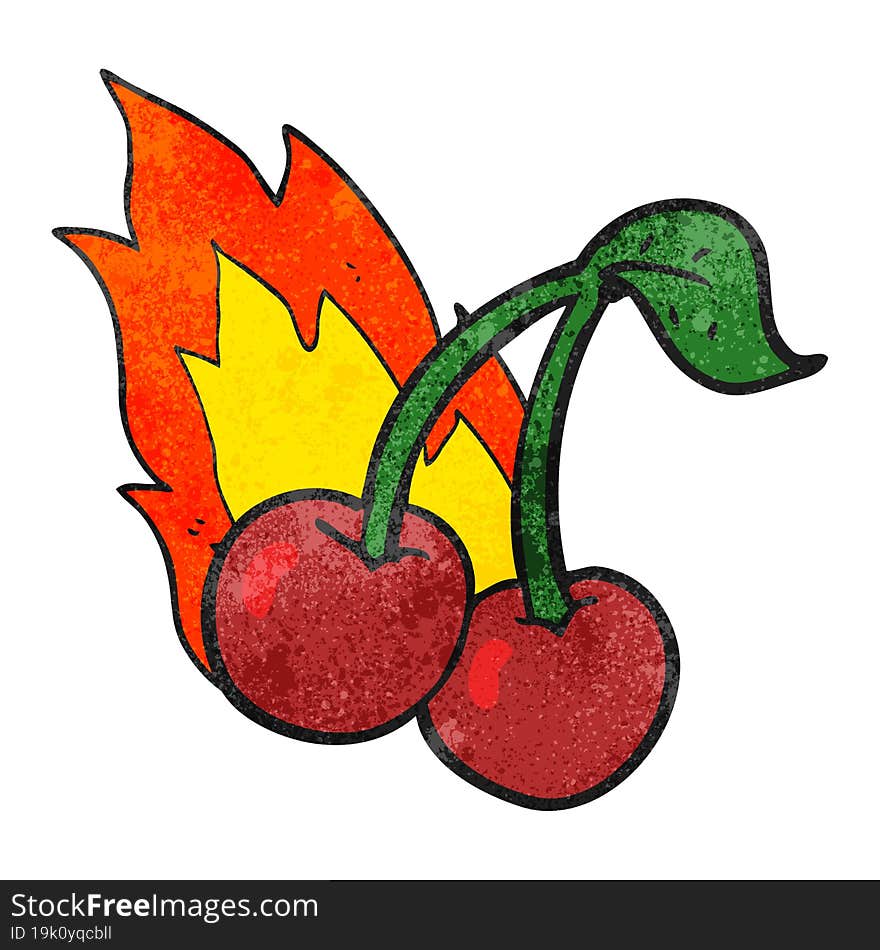 texture cartoon flaming cherries