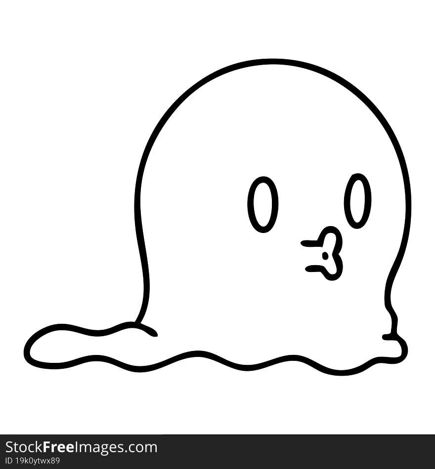 line doodle of a spooky ghost just floating along. line doodle of a spooky ghost just floating along
