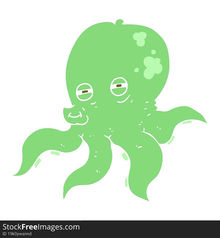 Flat Color Illustration Of A Cartoon Octopus