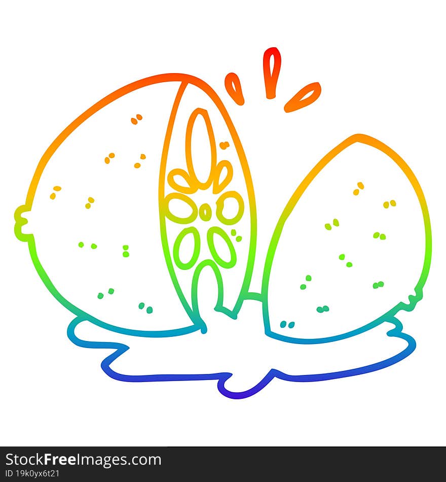 rainbow gradient line drawing cartoon cut lemon