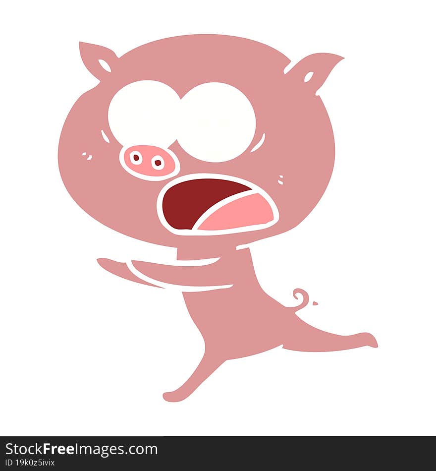 Flat Color Style Cartoon Pig Running