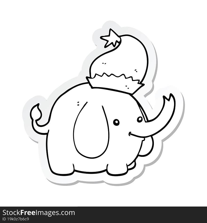 Sticker Of A Cute Cartoon Christmas Elephant