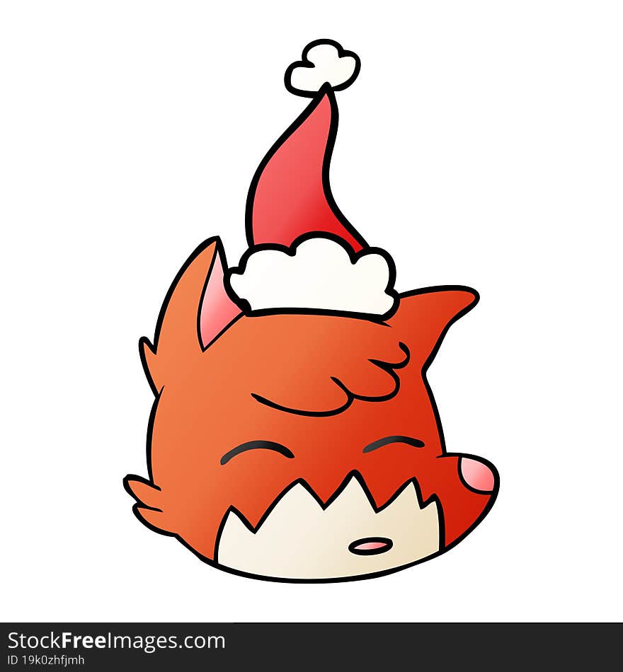 gradient cartoon of a fox face wearing santa hat