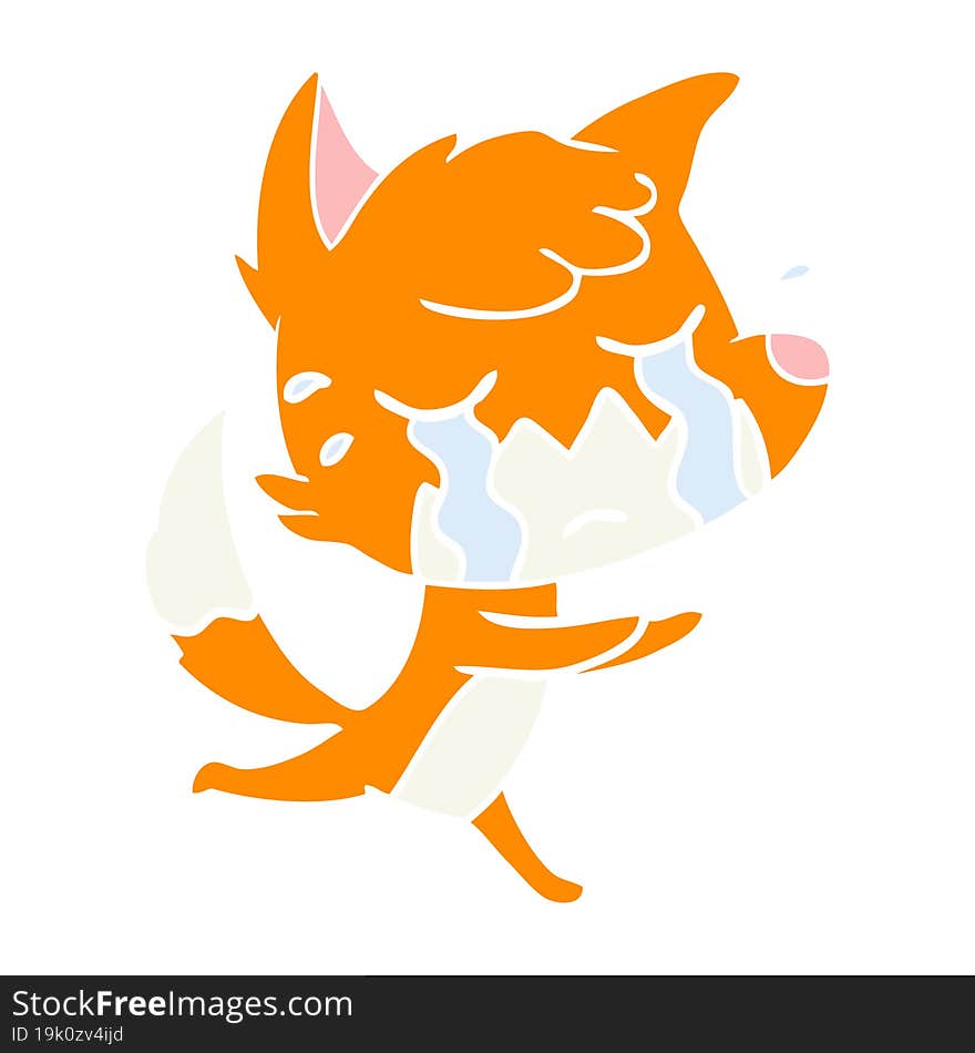 crying fox flat color style cartoon