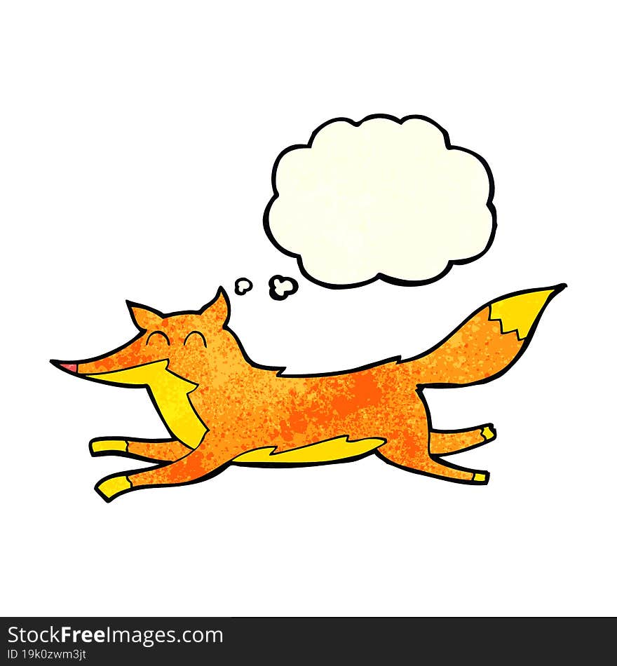 cartoon running fox with thought bubble