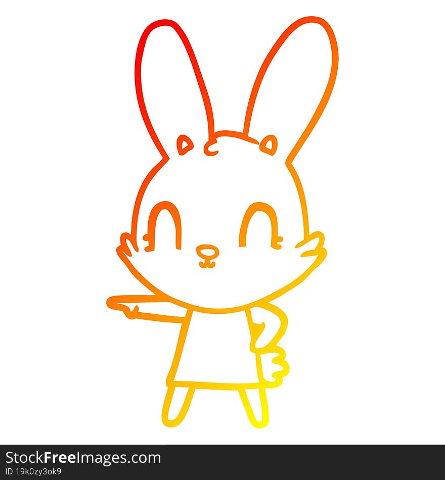 warm gradient line drawing cute cartoon rabbit in dress